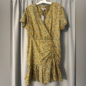 BB Dakota Steve Madden Yellow with blue, white and green floral Dress Medium